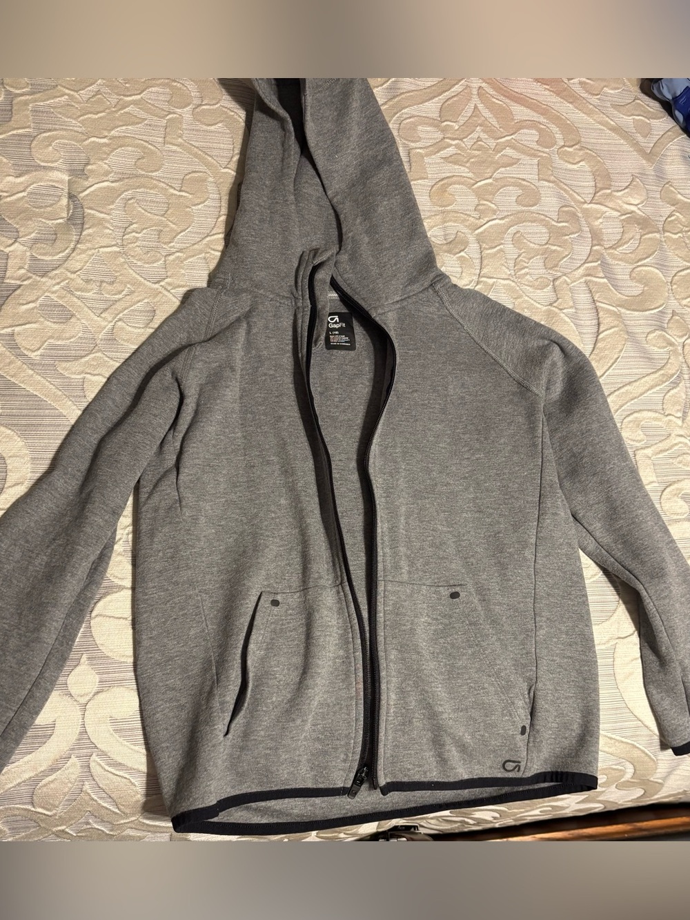 Gray Full-Zip Hooded Sweatshirt; youth size 10